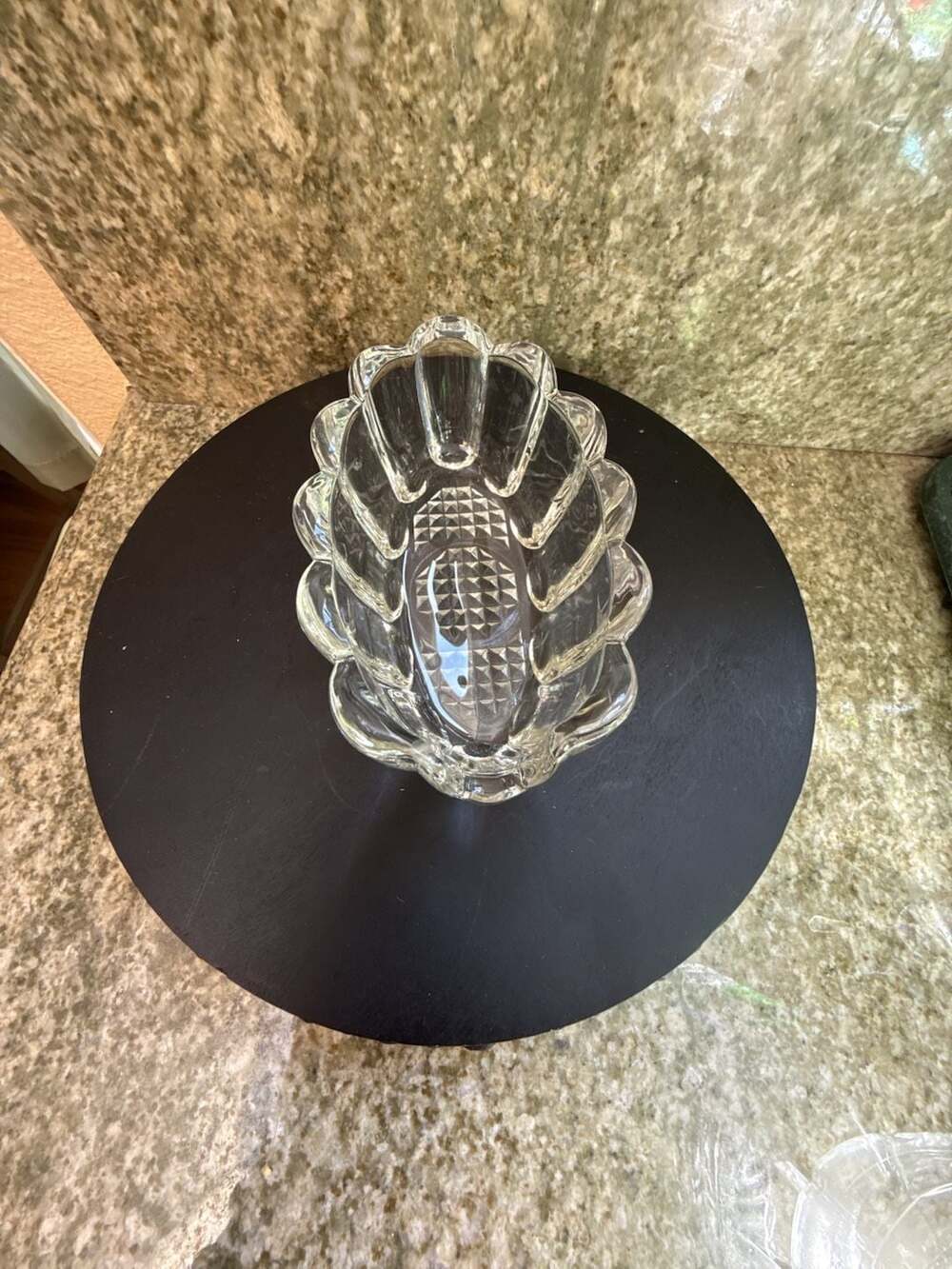 Princess House Heavy Clear Crystal Glass Spoon Holder Utensil Rest Pattern 438